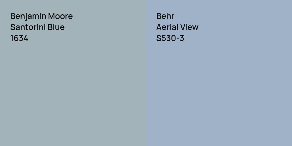 Benjamin Moore Santorini Blue vs. Behr Aerial View