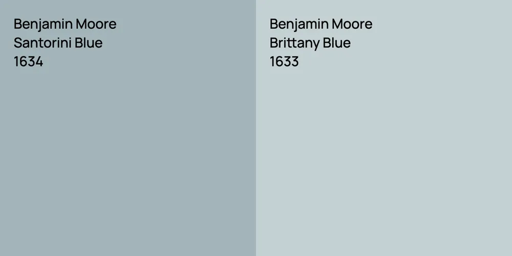 Benjamin Moore Santorini Blue vs. Benjamin Moore Brittany Blue