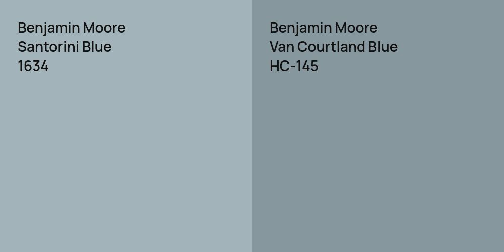 Benjamin Moore Santorini Blue vs. Benjamin Moore Van Courtland Blue