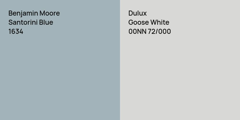 Benjamin Moore Santorini Blue vs. Dulux Goose White