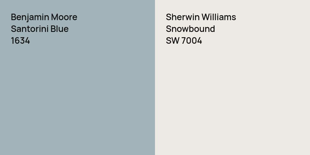 Benjamin Moore Santorini Blue vs. Sherwin Williams Snowbound