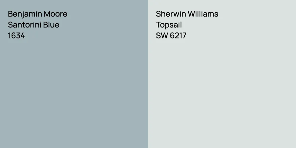 Benjamin Moore Santorini Blue vs. Sherwin Williams Topsail