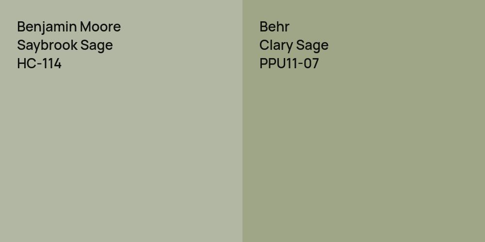 Benjamin Moore Saybrook Sage vs. Behr Clary Sage