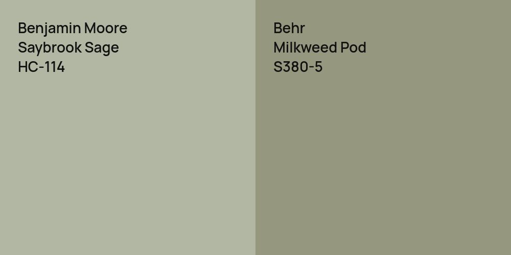 Benjamin Moore Saybrook Sage vs. Behr Milkweed Pod