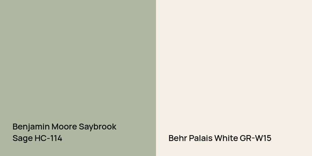 Benjamin Moore Saybrook Sage vs. Behr Palais White