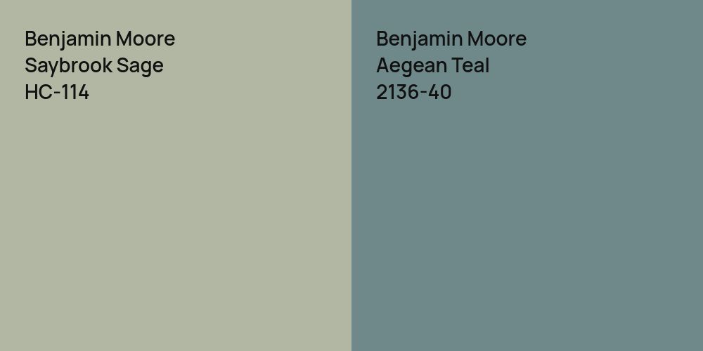 Benjamin Moore Saybrook Sage vs. Benjamin Moore Aegean Teal