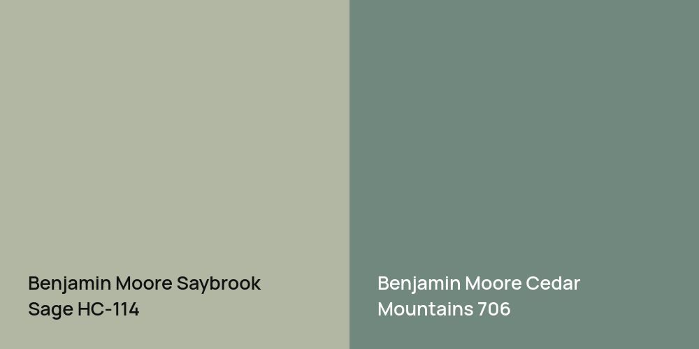 Benjamin Moore Saybrook Sage vs. Benjamin Moore Cedar Mountains