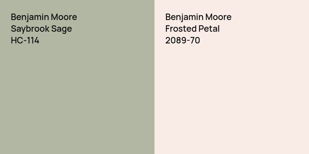 Benjamin Moore Saybrook Sage vs. Benjamin Moore Frosted Petal