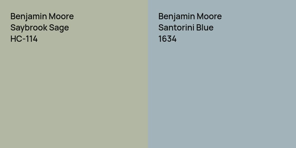 Benjamin Moore Saybrook Sage vs. Benjamin Moore Santorini Blue