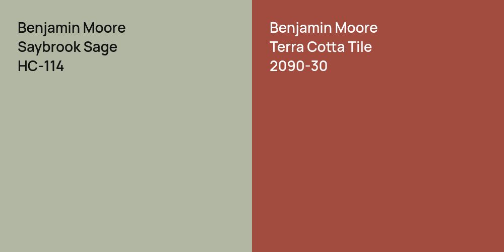 Benjamin Moore Saybrook Sage vs. Benjamin Moore Terra Cotta Tile