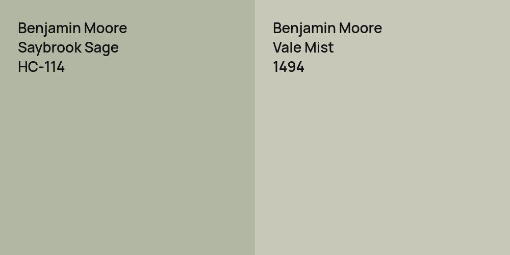 Benjamin Moore Saybrook Sage vs. Benjamin Moore Vale Mist