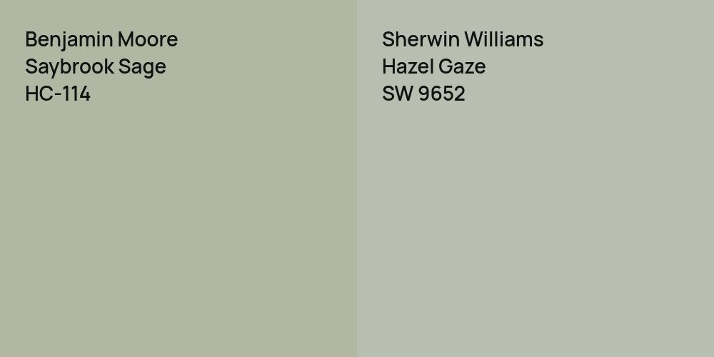 Benjamin Moore Saybrook Sage vs. Sherwin Williams Hazel Gaze