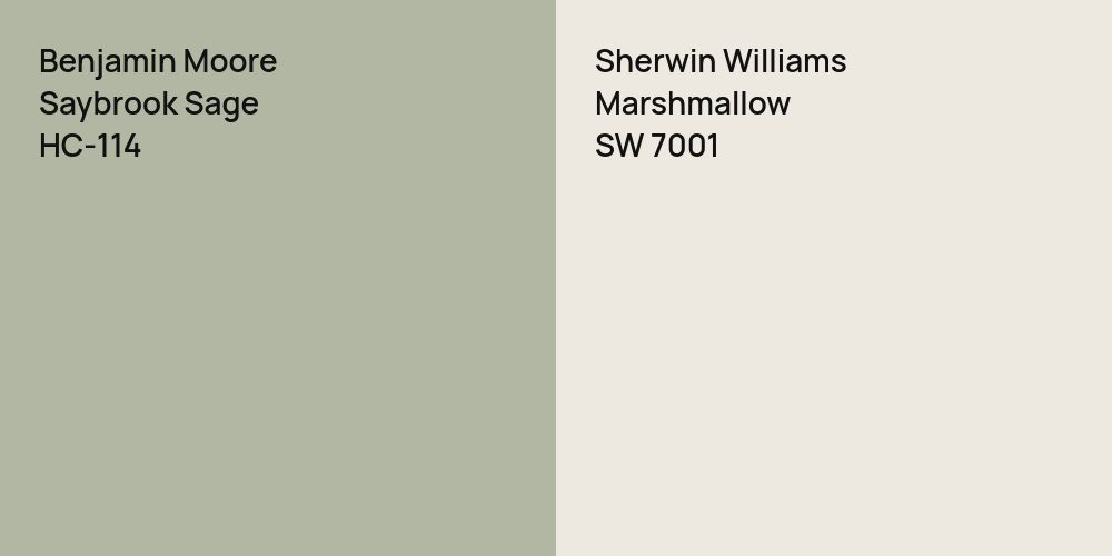 Benjamin Moore Saybrook Sage vs. Sherwin Williams Marshmallow