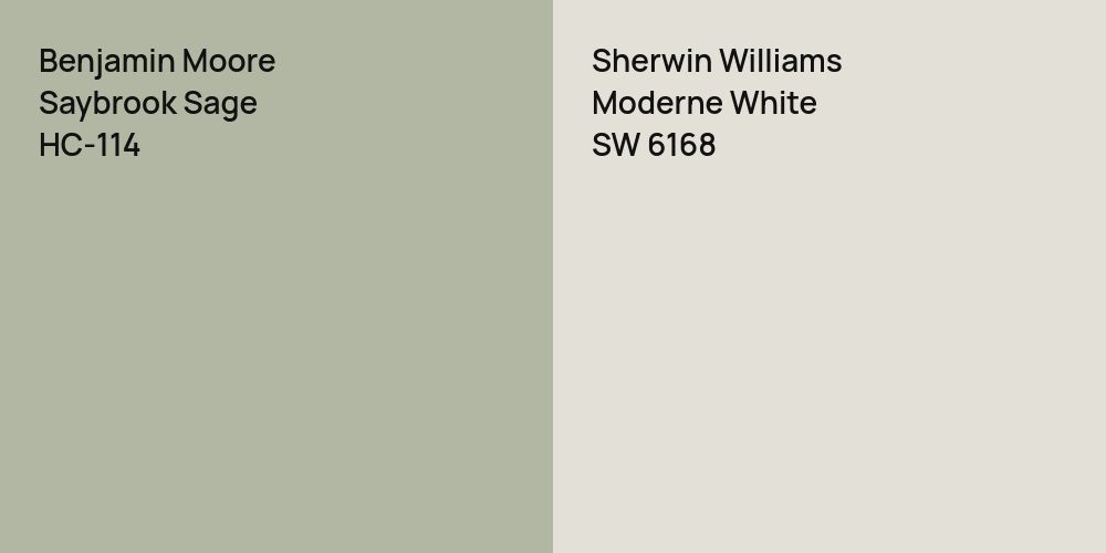 Benjamin Moore Saybrook Sage vs. Sherwin Williams Moderne White