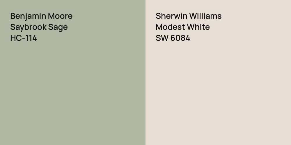 Benjamin Moore Saybrook Sage vs. Sherwin Williams Modest White