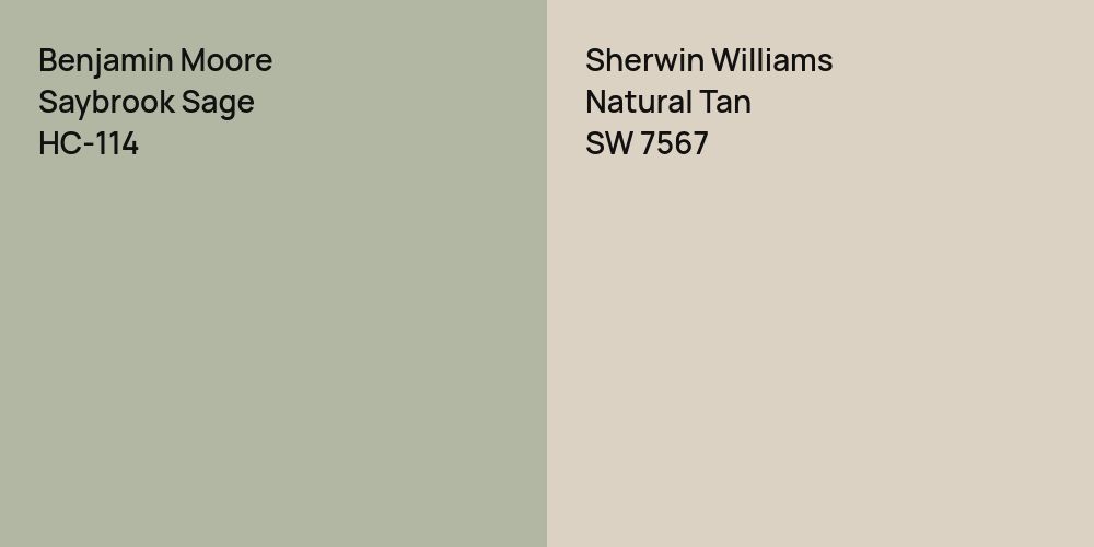 Benjamin Moore Saybrook Sage vs. Sherwin Williams Natural Tan