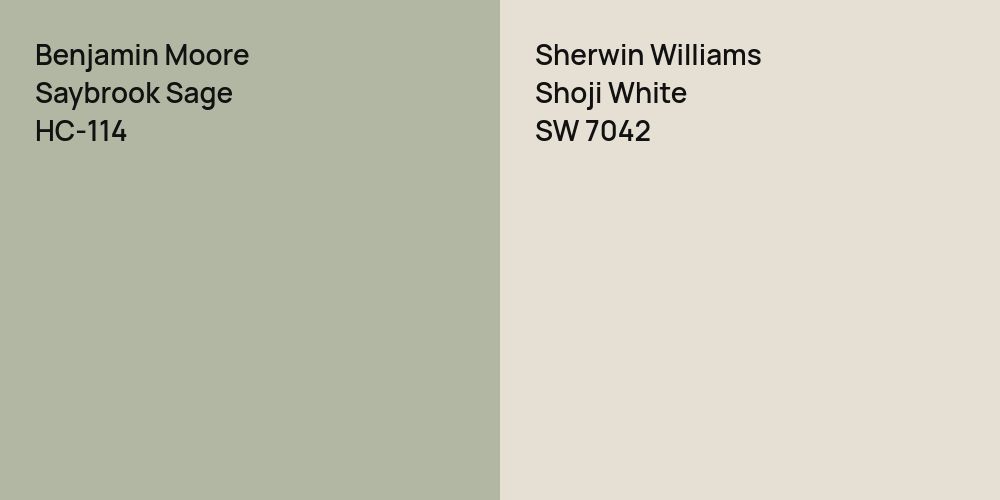 Benjamin Moore Saybrook Sage vs. Sherwin Williams Shoji White