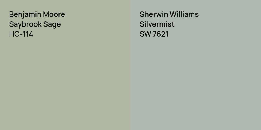 Benjamin Moore Saybrook Sage vs. Sherwin Williams Silvermist