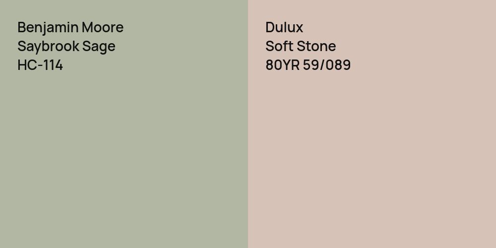 Benjamin Moore Saybrook Sage vs. Dulux Soft Stone