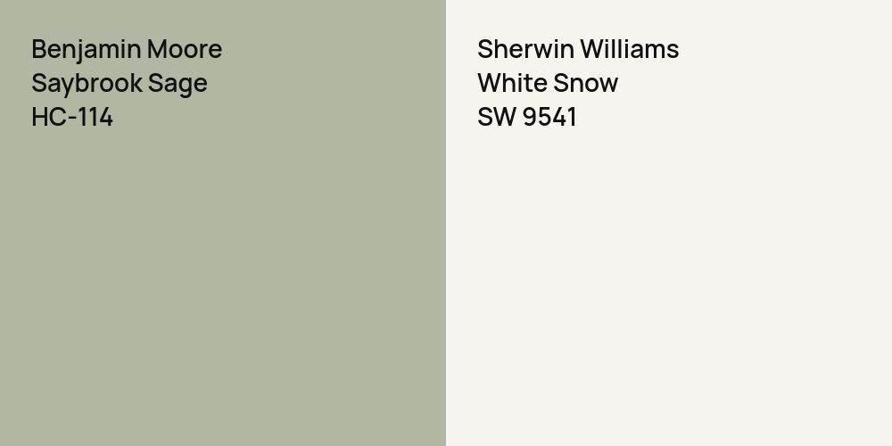 Benjamin Moore Saybrook Sage vs. Sherwin Williams White Snow