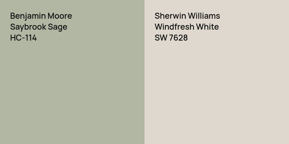 Benjamin Moore Saybrook Sage vs. Sherwin Williams Windfresh White