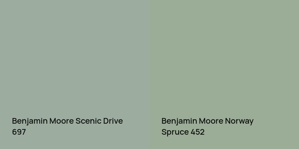 Benjamin Moore Scenic Drive vs. Benjamin Moore Norway Spruce