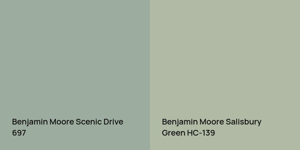 Benjamin Moore Scenic Drive vs. Benjamin Moore Salisbury Green