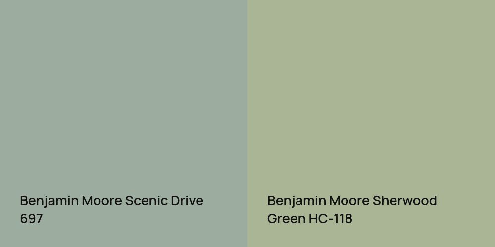 Benjamin Moore Scenic Drive vs. Benjamin Moore Sherwood Green