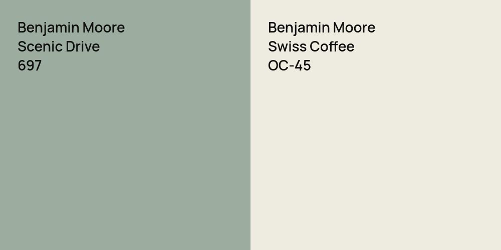 Benjamin Moore Scenic Drive vs. Benjamin Moore Swiss Coffee