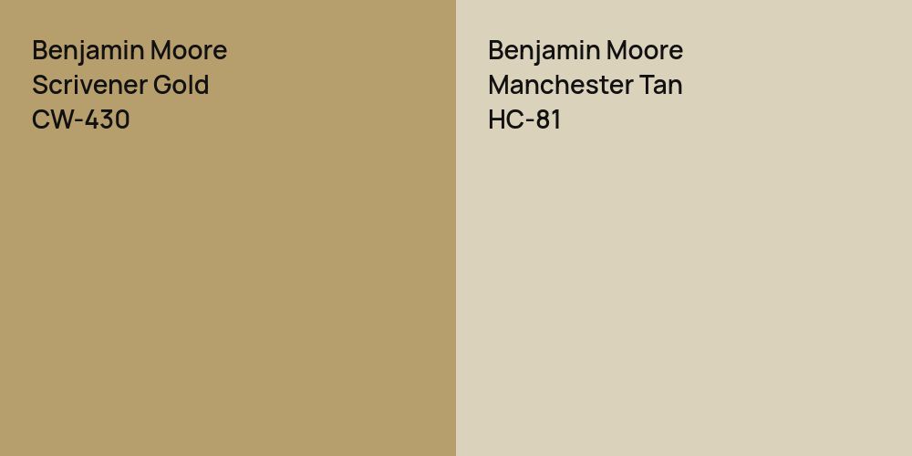 Benjamin Moore Scrivener Gold vs. Benjamin Moore Manchester Tan