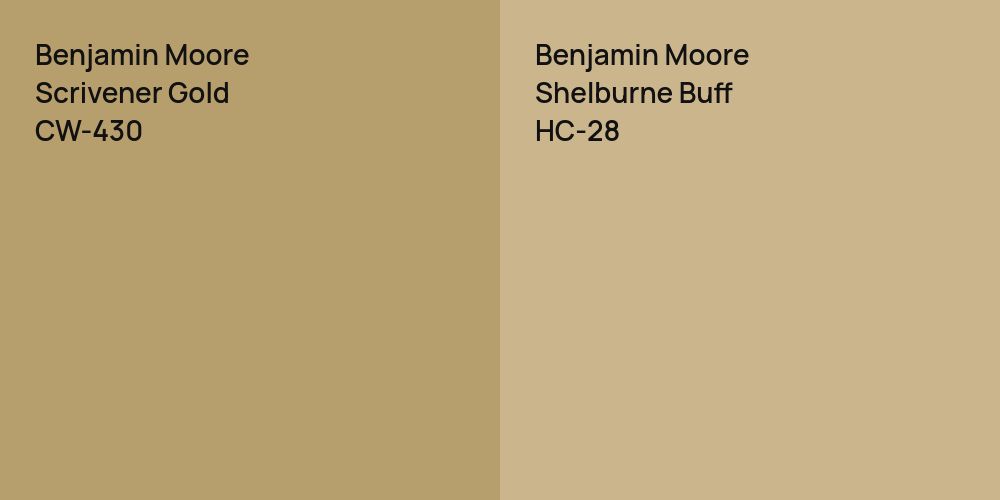 Benjamin Moore Scrivener Gold vs. Benjamin Moore Shelburne Buff