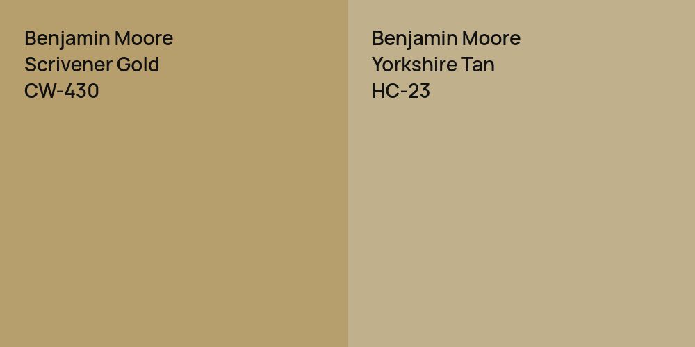 Benjamin Moore Scrivener Gold vs. Benjamin Moore Yorkshire Tan