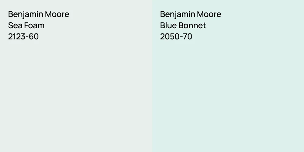 Benjamin Moore Sea Foam vs. Benjamin Moore Blue Bonnet