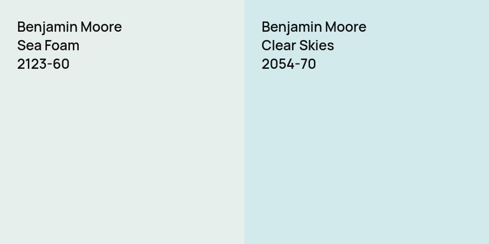 Benjamin Moore Sea Foam vs. Benjamin Moore Clear Skies