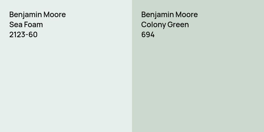 Benjamin Moore Sea Foam vs. Benjamin Moore Colony Green