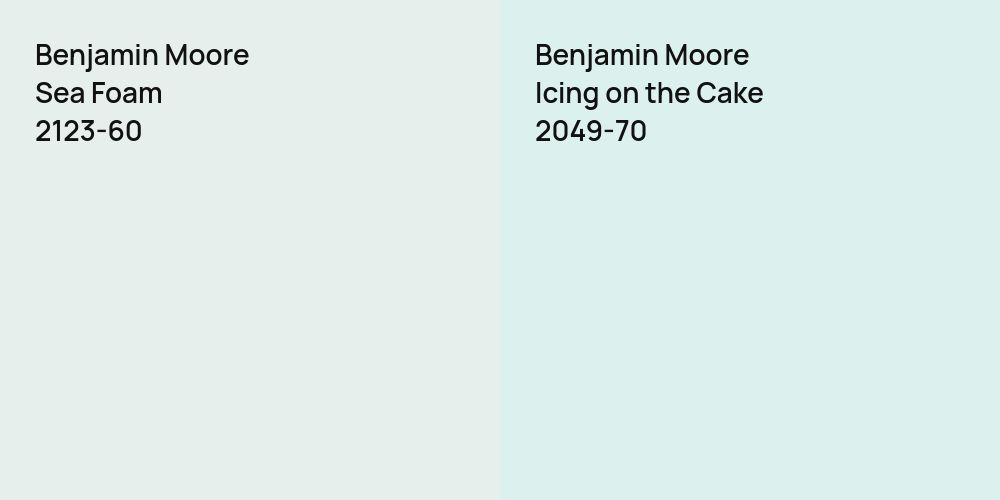 Benjamin Moore Sea Foam vs. Benjamin Moore Icing on the Cake