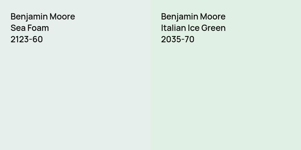 Benjamin Moore Sea Foam vs. Benjamin Moore Italian Ice Green