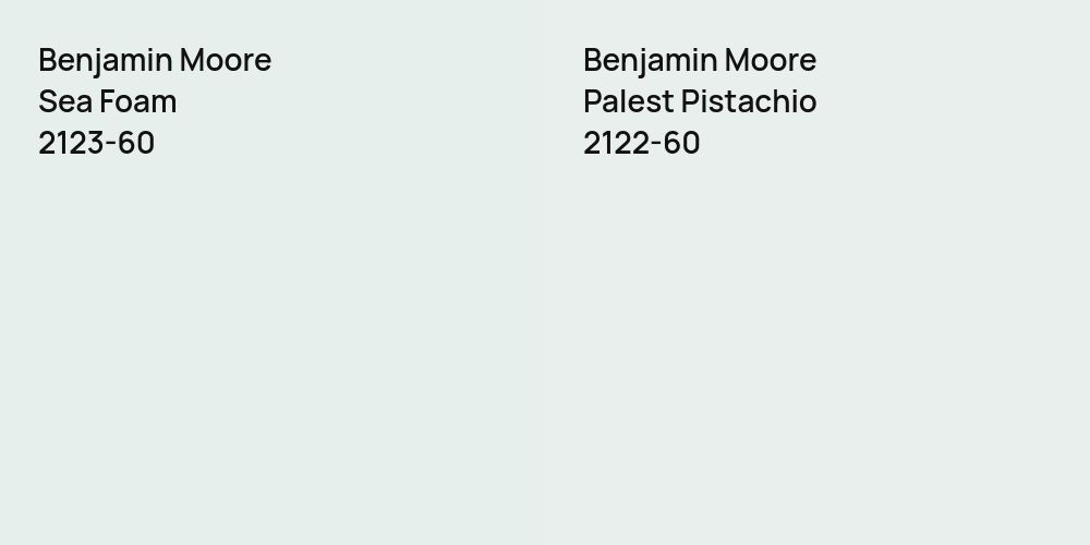 Benjamin Moore Sea Foam vs. Benjamin Moore Palest Pistachio