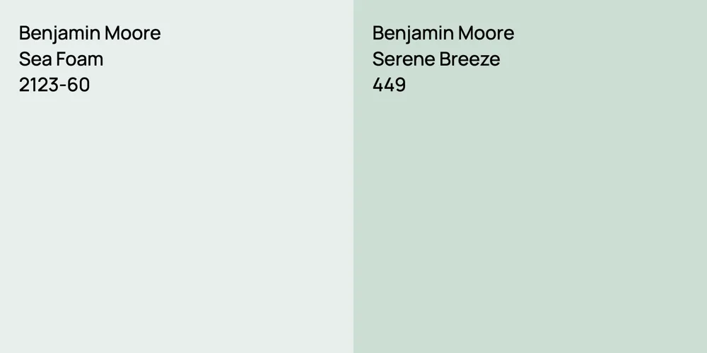 Benjamin Moore Sea Foam vs. Benjamin Moore Serene Breeze