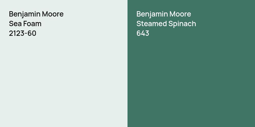 Benjamin Moore Sea Foam vs. Benjamin Moore Steamed Spinach