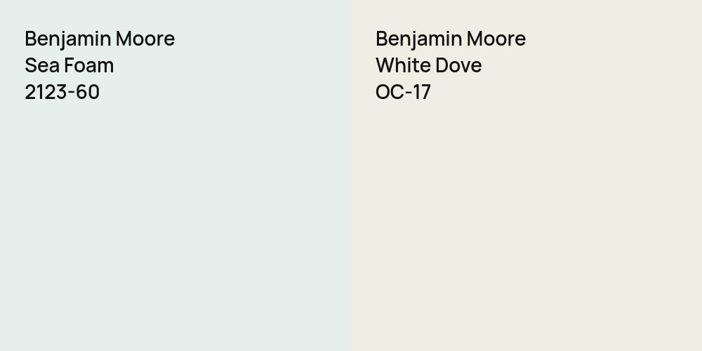 Benjamin Moore Sea Foam vs. Benjamin Moore White Dove