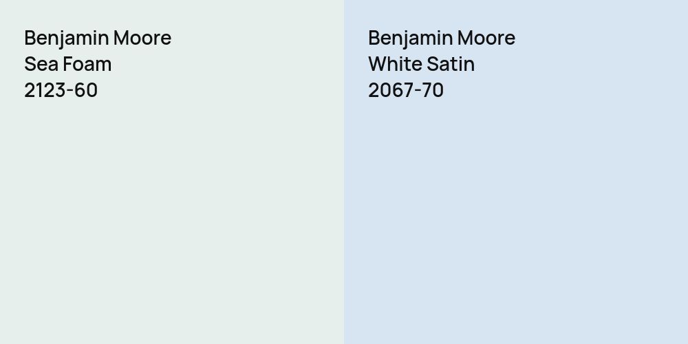 Benjamin Moore Sea Foam vs. Benjamin Moore White Satin