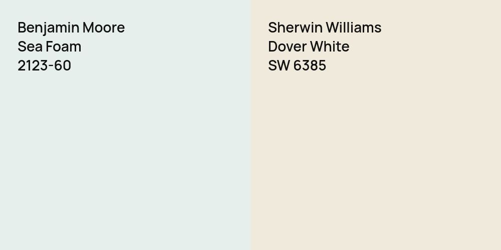 Benjamin Moore Sea Foam vs. Sherwin Williams Dover White