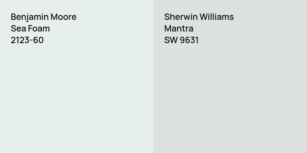 Benjamin Moore Sea Foam vs. Sherwin Williams Mantra