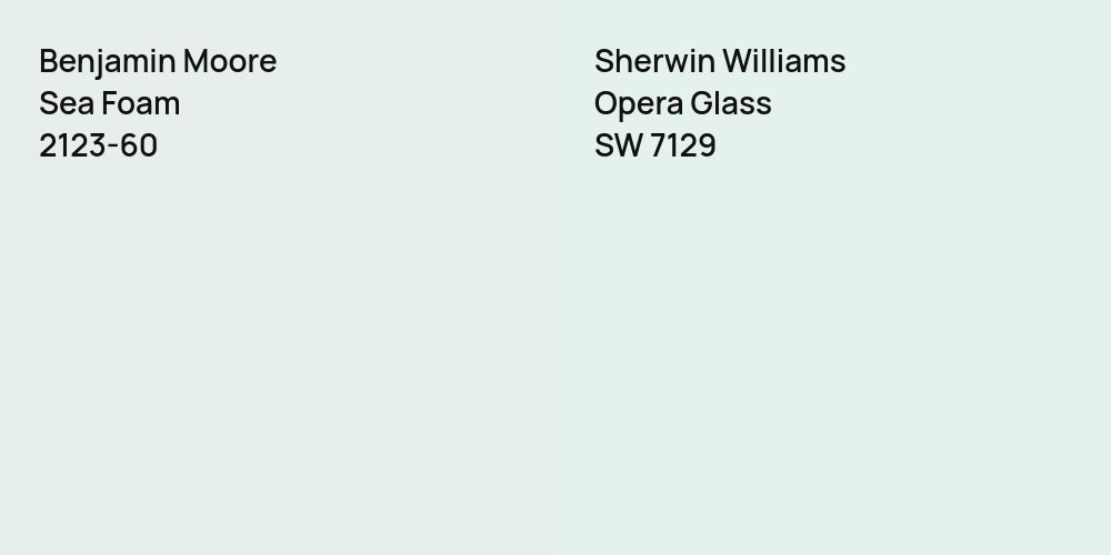 Benjamin Moore Sea Foam vs. Sherwin Williams Opera Glass