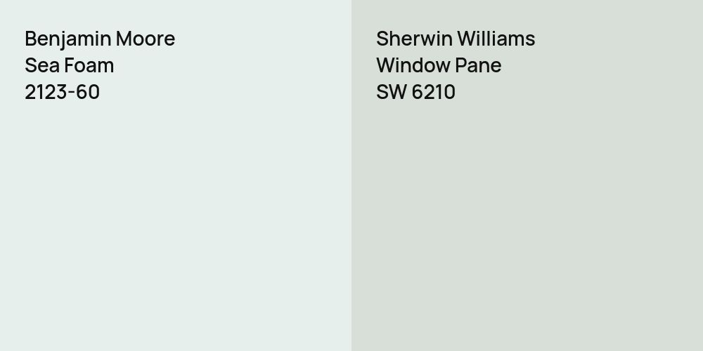 Benjamin Moore Sea Foam vs. Sherwin Williams Window Pane