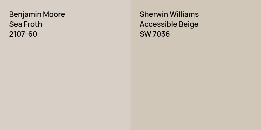 Benjamin Moore Sea Froth vs. Sherwin Williams Accessible Beige