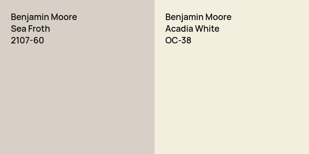 Benjamin Moore Sea Froth vs. Benjamin Moore Acadia White