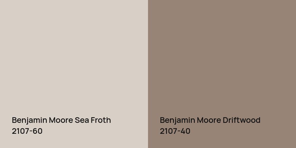 Benjamin Moore Sea Froth vs. Benjamin Moore Driftwood