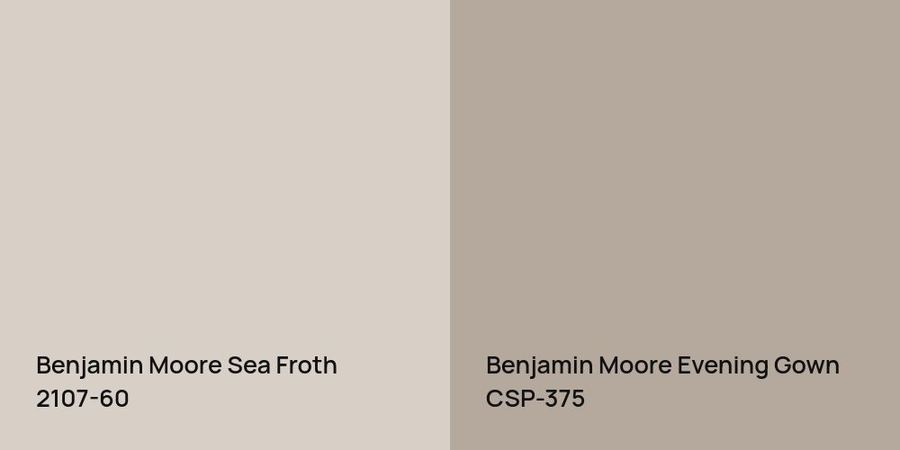 Benjamin Moore Sea Froth vs. Benjamin Moore Evening Gown